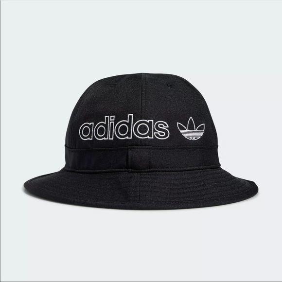 Adidas Unisex Originals Bell Bucket Hat Black White Logo Boonie - Picture 3 of 10